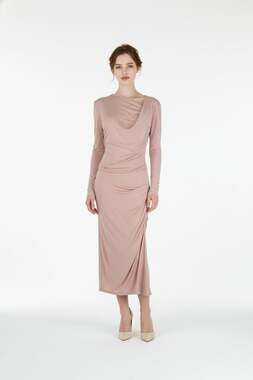 bebe Crepe Cowl Maxi Dress in Pink Sz. S